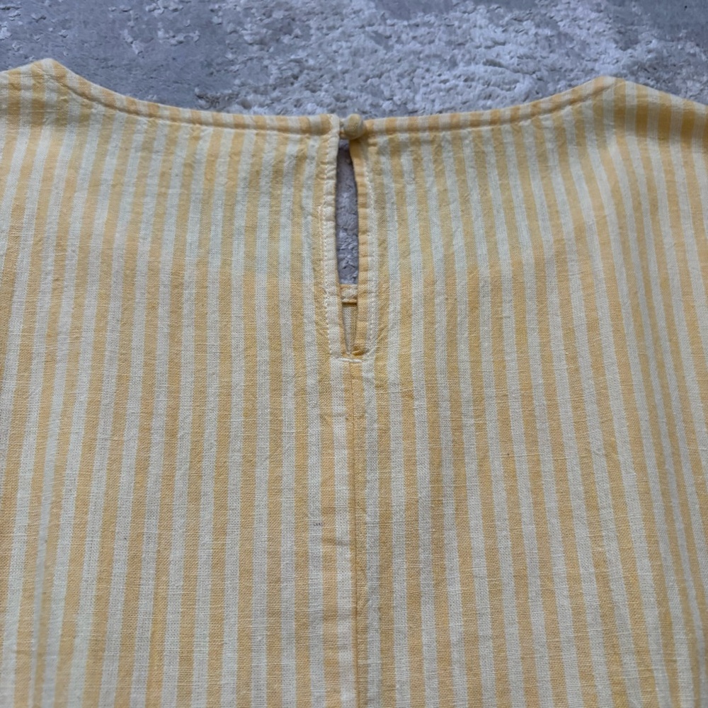Jillian Harris x Joe Fresh Linen Blend Yellow Striped Ruffle Dress Size Large - Picture 13 of 14